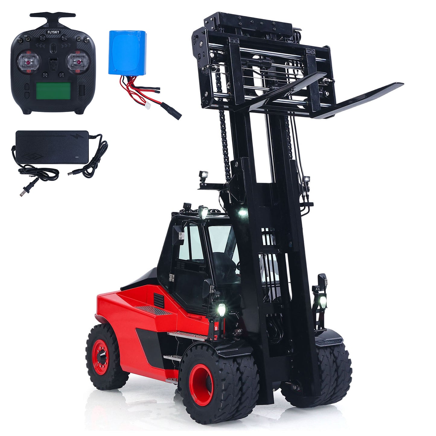 Kabolite K180-100 1/14 4X2 RWD Remote Control Hydraulic Forklift 3-Way Vavles RTR Flysky ST8 Radio Light System Sound Battery