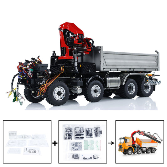 LESU 3348 8X8 RC Camion à benne basculante hydraulique 3 voies 1/14 Télécommande Grue Basculante