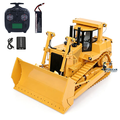 US STOCK Metal 1/14 RC Bulldozer Hydraulic DXR2 Remote Control D10T Tracked Dozer Model