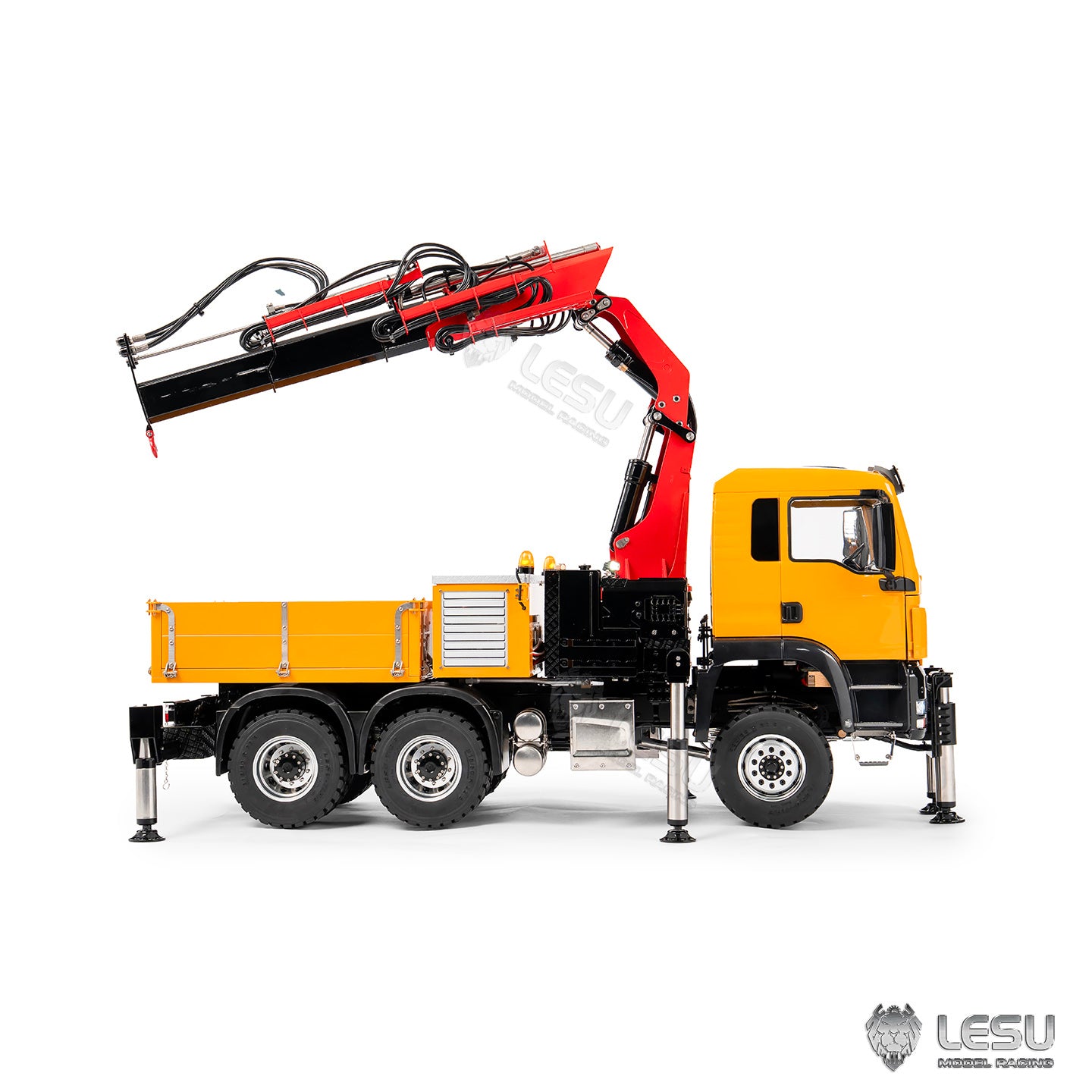 LESU 6X6 Metal 1/14 RC Hydraulic Crane Truck 3Speed Remote Control Lorry Car 7CH Valve 4MPA 6 Outriggers Sound Axle Diff Lock