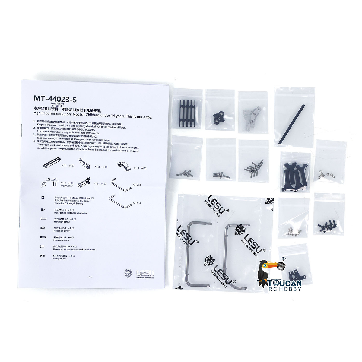 LESU 1/14 Metal Radio Control Off Road Car MT44023 4*4 RC All-Terrain Light Truck U4023 Light Sound Smoke Unit Axle Locks