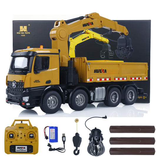 US STOCK HUINA 1538 1/14 RC Timber Grab Truck Dumper Remote Control Model Toy Vehicles 2.4G Radio Battery