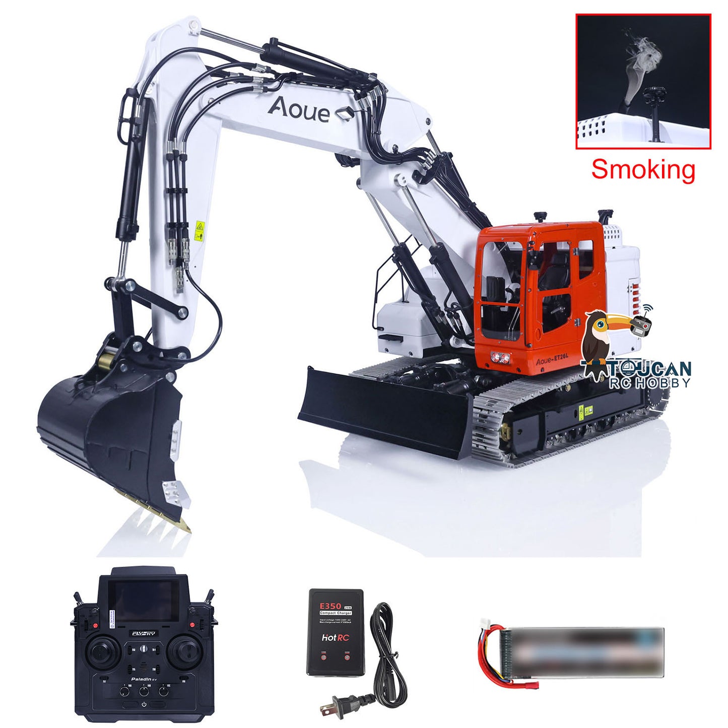 LESU 1/14 Aoue Metal ET26L Painted Assembled RTR Hydraulic Three-section RC Excavator B0012 With PL18EV Transmitter Smoke Function