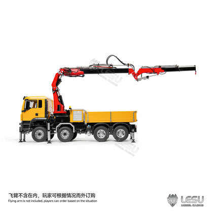 LESU Metal 1/14 RC Hydraulic Crane Truck 8X8 3Speed Remote Control Lorry Model 7CH Valve 6 Outriggers Light Sound Axle Diff Lock