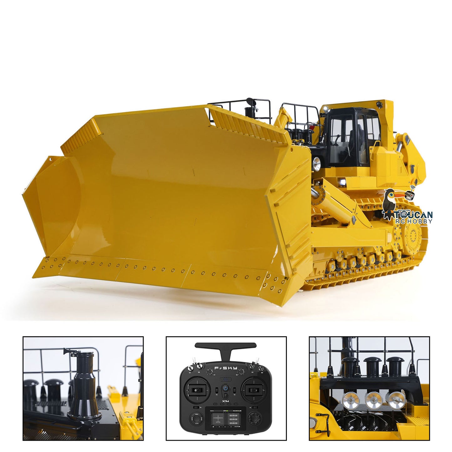 JDMODEL Metal 1/14 RC Hydraulic Bulldozer 575 Heavy Machine Huge Dozer Model Frsky X14 Radio System Mix Control Car Rear Ripper