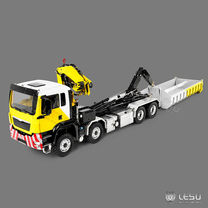 LESU 1/14 Metal RC Hydraulic Hook Lift Dumper Z0124/Z0125 8x8 Crane Dump Truck Model with 3 Speed Transmission LED Lights Sound System