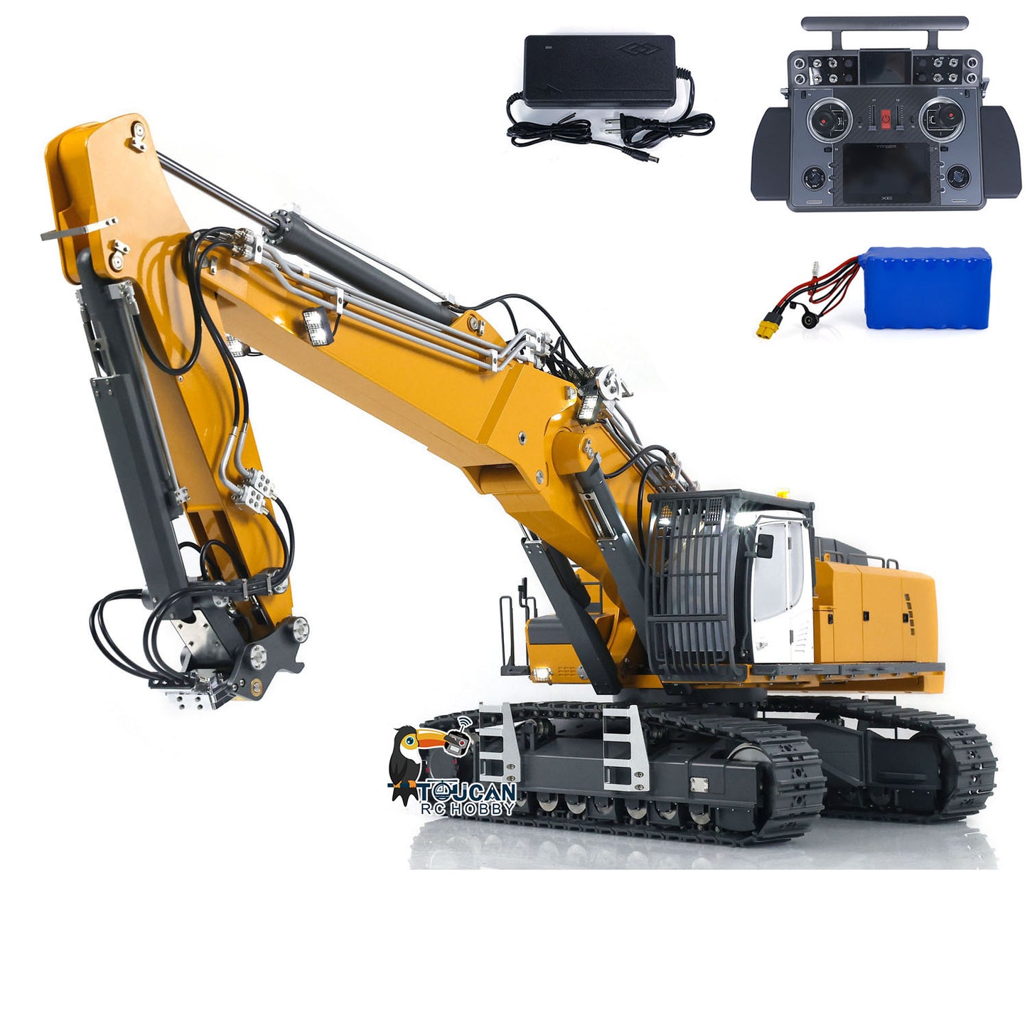 CUT 1/14 K970-301S 3 Arms Painted Assembled RTR Hydraulic RC Excavator Digger With Tamden XE Transmitter