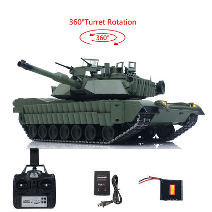 TOUCAN 1/16 Metal RC Tank M1A2 Abrams IR Dual Current Driving Gearbox Barrel Recoil Elevation 360 Turret Rotation Smoke RTR FPV Camera Charger