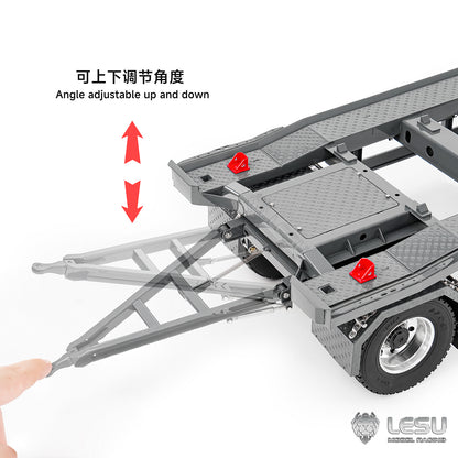 Finished 1/14 Metal RC Trailer A0065 Model Front Wheel Steerable for LESU Radio Controlled Hydraulic Roll on off Dumper Tipper
