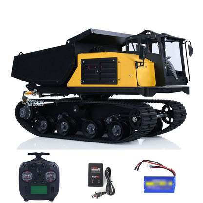 US STOCK 1/14 RC Hydraulic Crawler Dump Truck T14R Metal Tracked Tipper RTR Construction Machine Flysky ST8 Radio Light Sound Battery