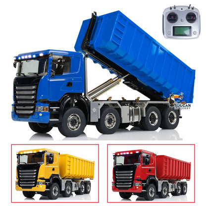 1:14 8x8 RC Hydraulic Dumper Metal Roll-on Full Truck With Trash High Bucket