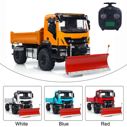 Camion à benne basculante hydraulique télécommandé 4x4 à l'échelle 1:14 avec lame à neige