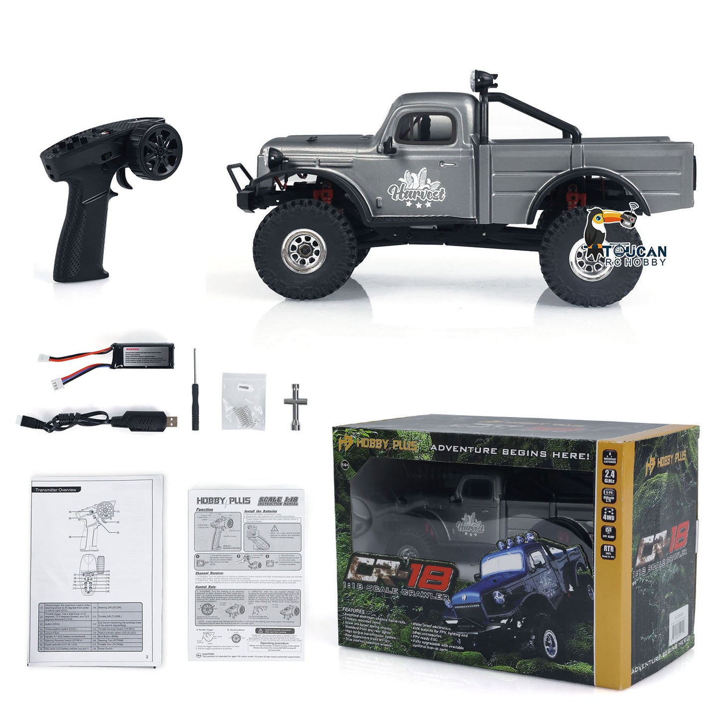 IN STOCK Hobby Plus 4WD 1/18 RC Rock Crawler Car 4x4 CR18 Electric RTR Off-road Vehicles