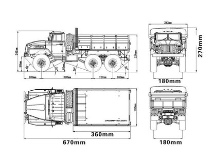 CROSSRC 1/12 UC6 6*6 RC Military Off-Road Vehicle KIT