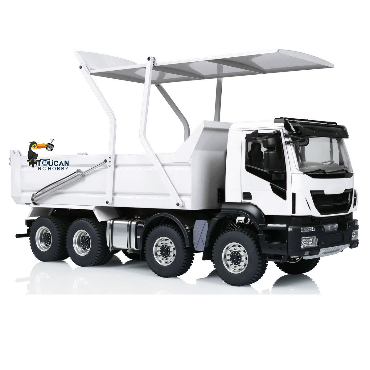 Metal 1/14 8x4 Painted Assembled PNP Hydraulic Flip-over Cover RC Truck Dumper Tipper With Light Sound System