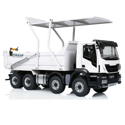 Metal 1/14 8x4 Painted Assembled PNP Hydraulic Flip-over Cover RC Truck Dumper Tipper With Light Sound System