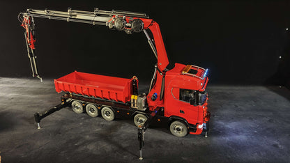 770S 1/14 RC Hydraulic Crane Truck 10X10 RTR Metal Remote Control Lorry 3 Speed Transmission Cargo Bed Fly Jib Sound Light