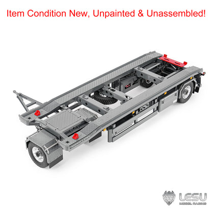 Painted Metal 1/14 RC Trailer A0065 KIT Lights Front Wheel Steerable for LESU Remote Control Hydraulic Roll on off Dumper Tipper