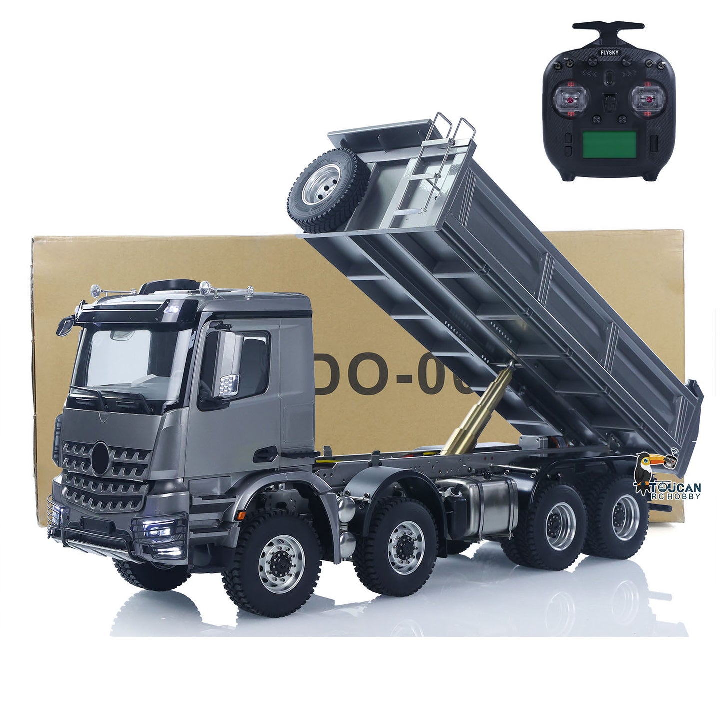26.4 Inches Metal Chasiss 1/14 RC Hydraulic Dump Truck 2Speed Remote Control Tipper 3363 Axle Locks Flowing Water Light Battery