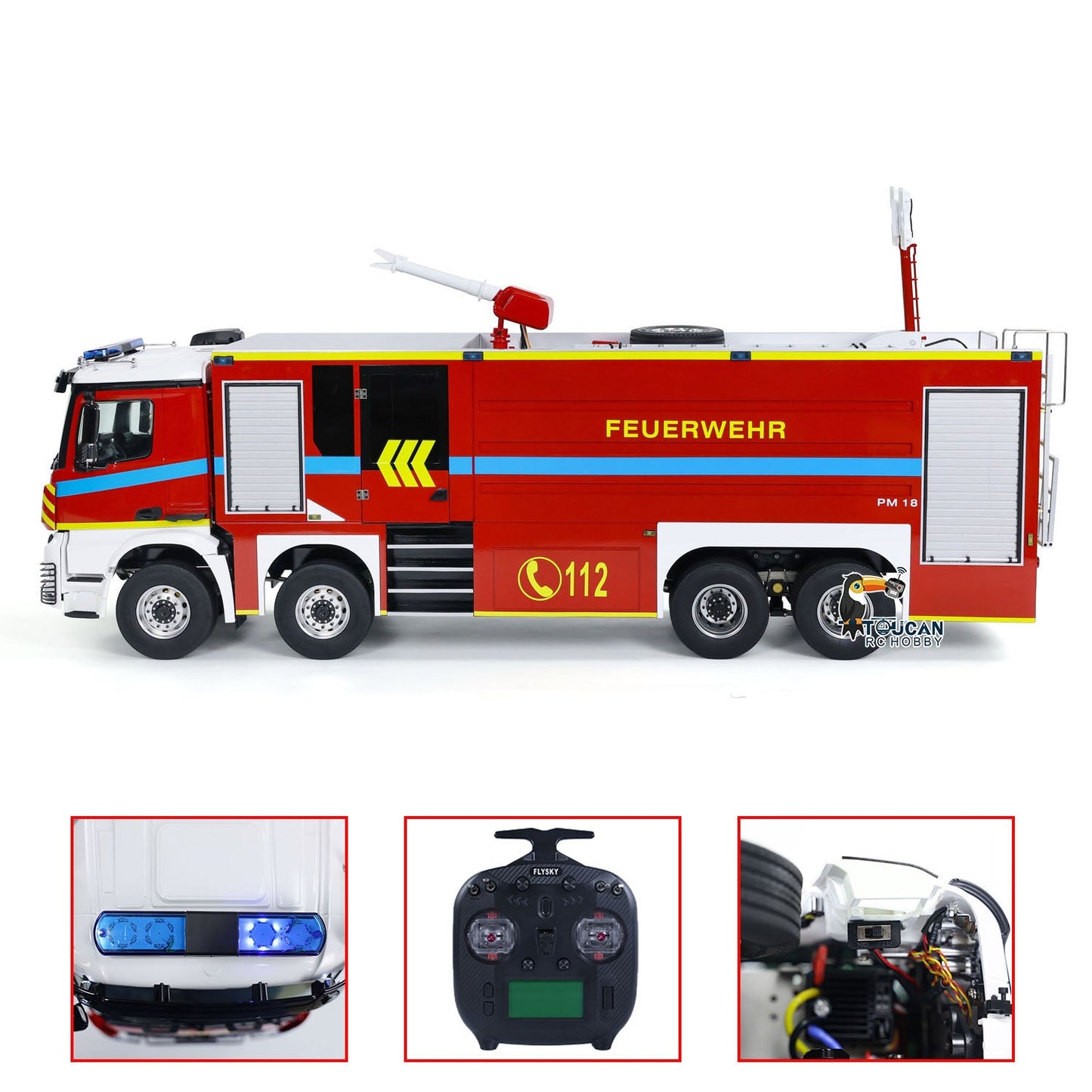 EN STOCK Châssis de camion de pompiers RC en métal à l'échelle 1/14 8x4