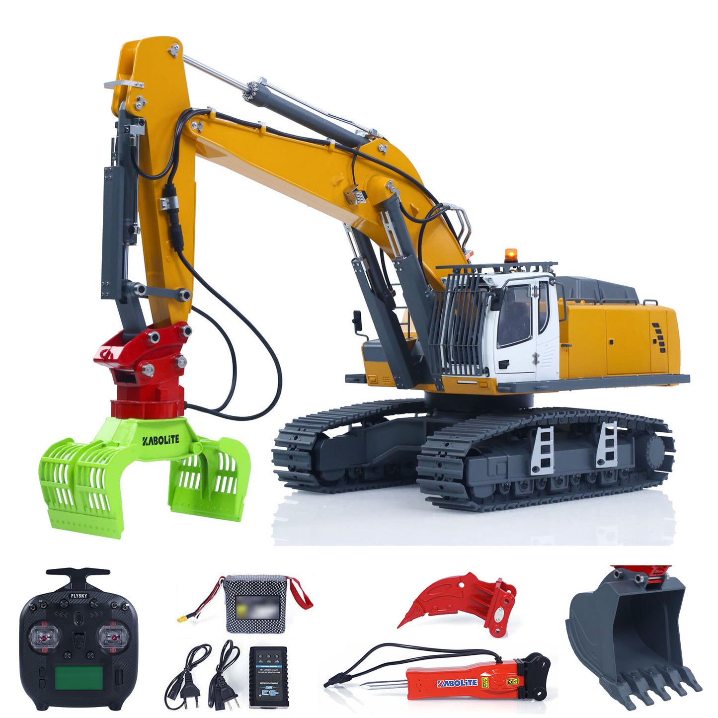 US STOCK KABOLITE 1/18 K962 100S Remote Control Hydraulic Excavator RC Digger Electric Claw Ripper Hammer Construction Car Machine Toys