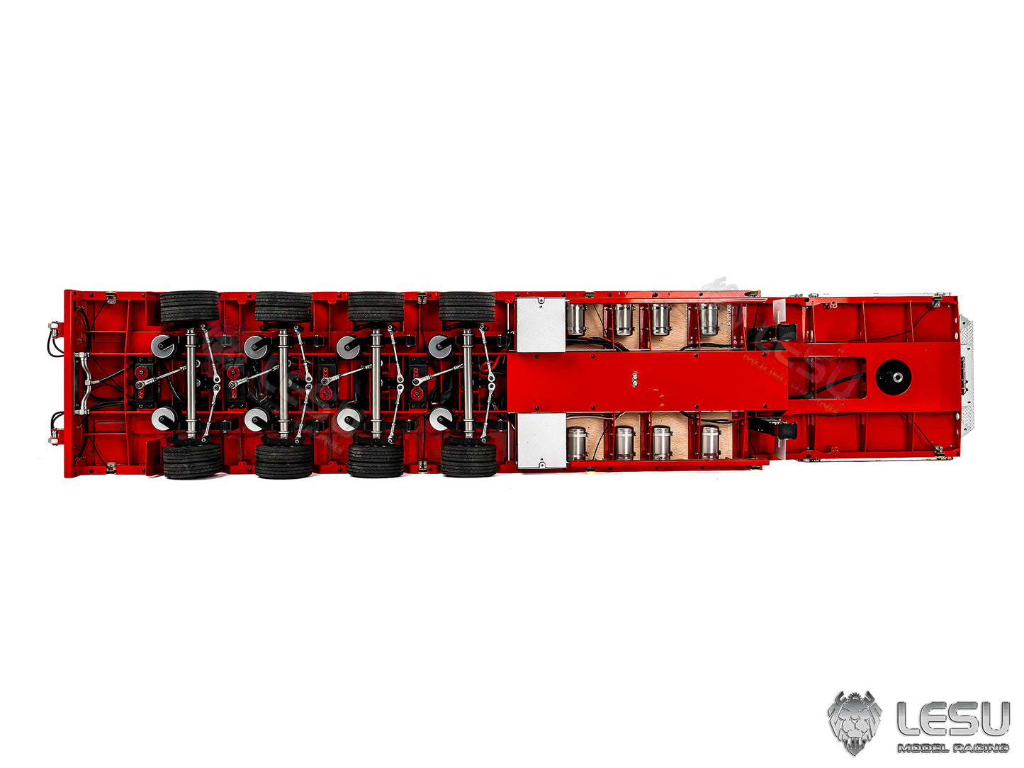 LESU Metal 1/14 RC Trailer A0054 Hydraulic Lifting Tailboard 4 Axles Steering Available for DIY RC Tractor Truck Lorry Car Model Lights