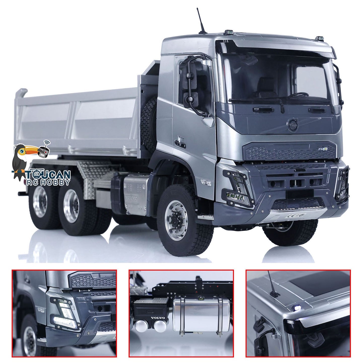 AUF LAGER Double E 1/14 6x6 E115 Volvo FMX Hydraulischer RTR RC Muldenkipper