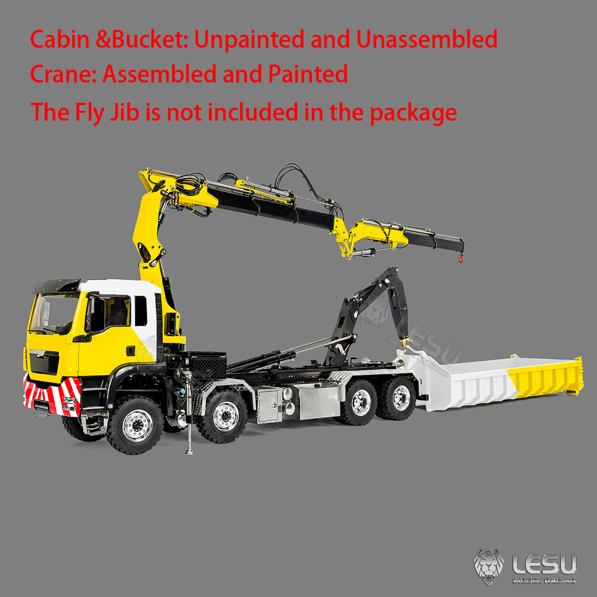 LESU 1/14 Metal RC Hydraulic Hook Lift Dumper Z0124/Z0125 8x8 Crane Dump Truck Model with 3 Speed Transmission LED Lights Sound System