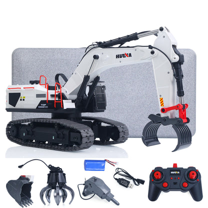 US STOCK 1/14 HUINA RC Metal Excavator Model Toys 1594 Radio Control Digger Light Sound Battery