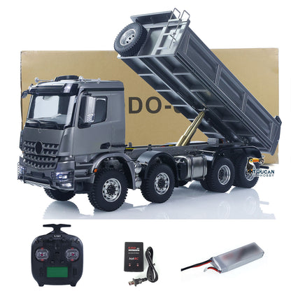 26.4 Inches Metal Chasiss 1/14 RC Hydraulic Dump Truck 2Speed Remote Control Tipper 3363 Axle Locks Flowing Water Light Battery