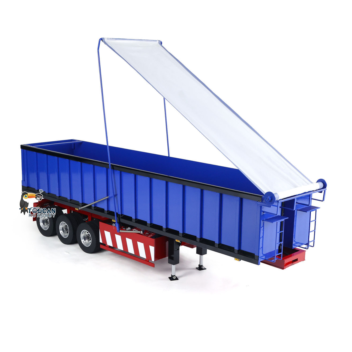 1/14 Metal 3 Axles Hydraulic Dump Trailers with Electric Tarpaulin for RC Tractor Trucks Remote Control Excavator Model