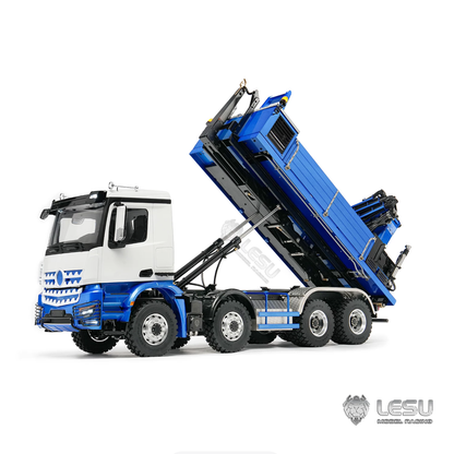 LESU 2Speed 1/14 RC Hydraulic Roll On off Dumper Truck Crane Model Metal 8x8 Chassis Electric Tipper 2+7CH Valve Axles Lock