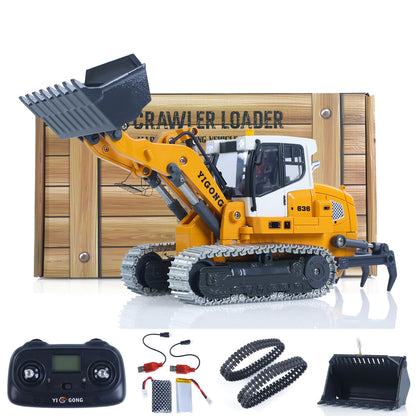 US STOCK 1:50 RC Electric Lifting Tracked Loader LR636 2.4G Construction Vehicle Metal Bucket Tracks Ripper RTR Model Light Sound Battery