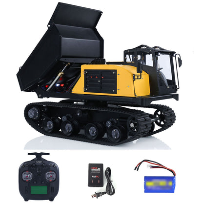 Fast Shipping 1/14 RC Hydraulic Crawler Dump Truck T14R Metal Tracked Tipper RTR Construction Machine Flysky ST8 Radio Light Sound Battery