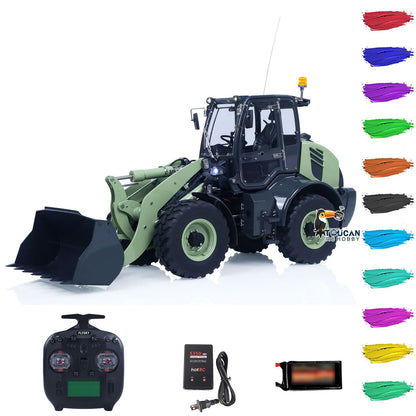 LESU Metal 1/14 Remote Control Hydraulic Loader Aoue WA100M-8 RTR 4CH Valve RC Engineering Vehicle Quick Coupler Lights Sounds