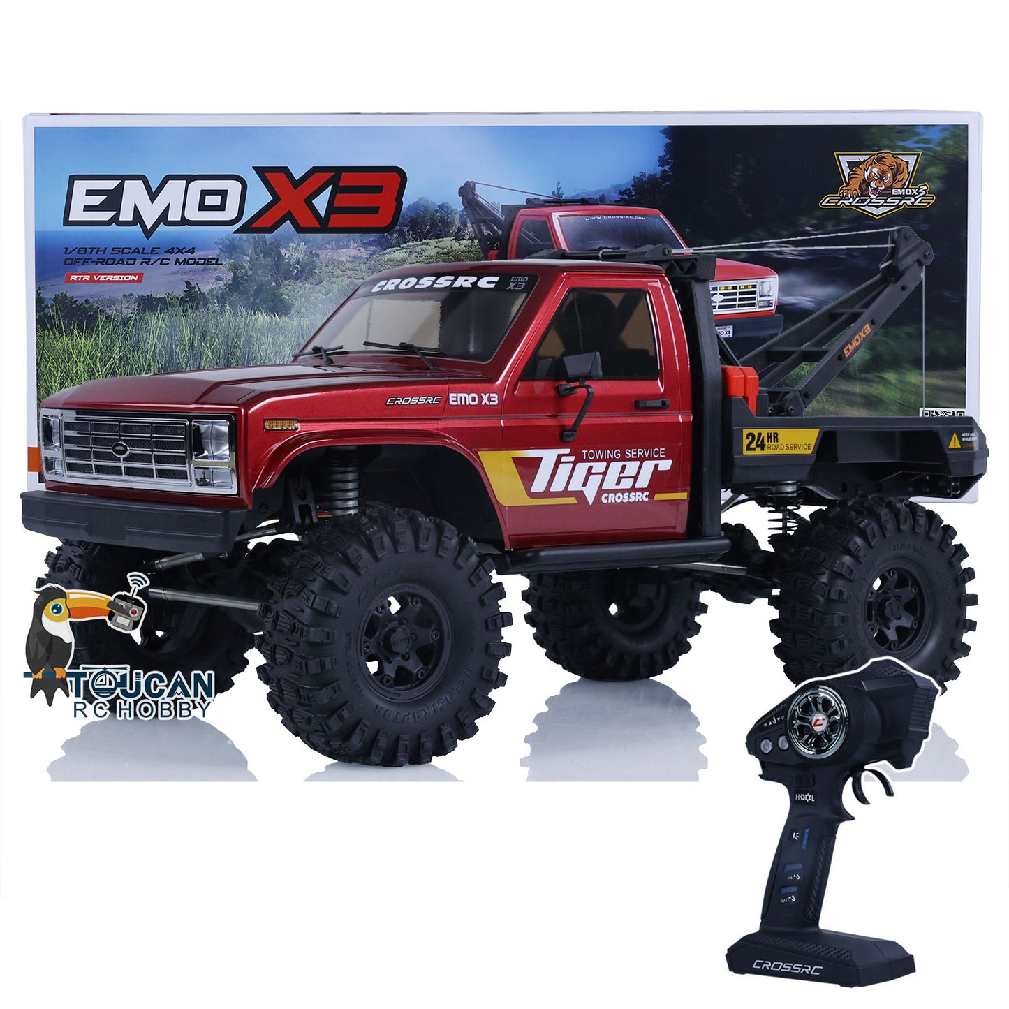 US STOCK 1/8 4WD CORSSRC EMO X3 RC Towing Rescue Car 4x4 Remote Control Crawler Car Model