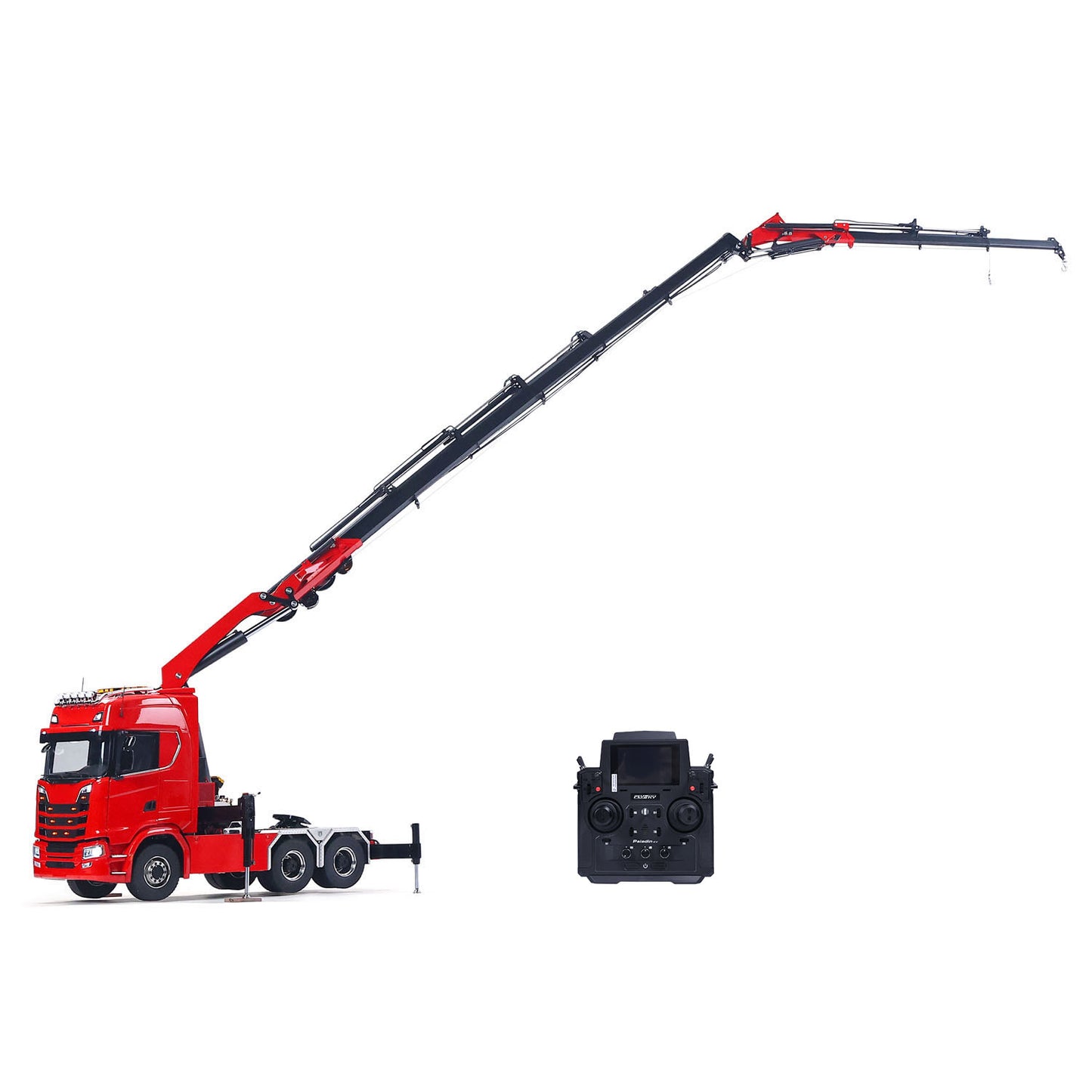 1/14 Remote Control Tractor Truck 7-way Valves Hydraulic Crane 6x6 RC Lorry Car 3Speed Gearbox Axle Locks Light Sound System
