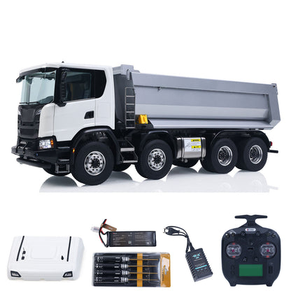 Double E 1/14 8X8 Remote Control Hydraulic Dump Truck 2Speed RC Model Tipper Metal Chassis Differential Lock FLYSKY ST8 Radio