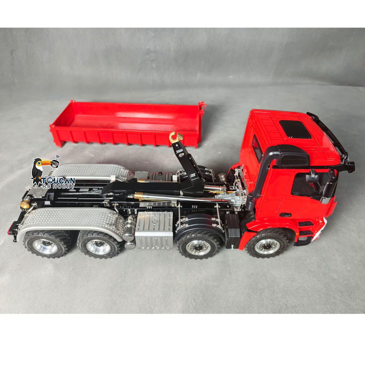 TOUCAN Off Road Version 1/14 Hydraulic Remote Control Roll On Off Dumper 3 Valves 8*8 RC Full Tipper 3Speed Gearbox Light Sound System