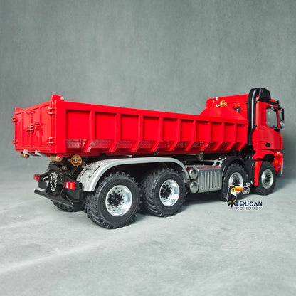 TOUCAN Off Road Version 1/14 Hydraulic Remote Control Roll On Off Dumper 3 Valves 8*8 RC Full Tipper 3Speed Gearbox Light Sound System