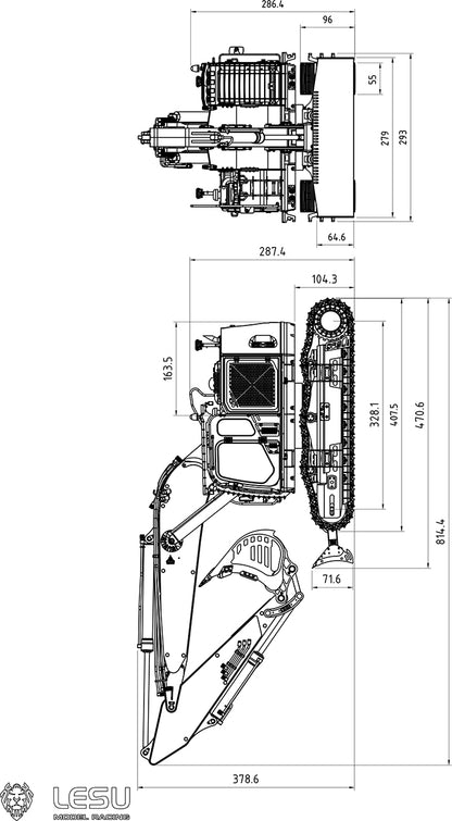 LESU Metal Parts for RC 1/14 Hydraulic Aoue ET35 RC Excavator B0006