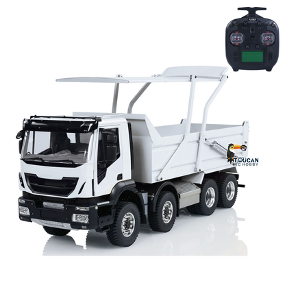 Metal 1/14 8x4 Painted Assembled PNP Hydraulic Flip-over Cover RC Truck Dumper Tipper With Light Sound System