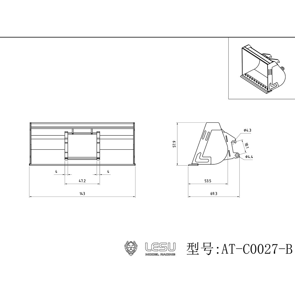 LESU 1/14 Metal Parts for RC Hydraulic Loader AOUE MCL8