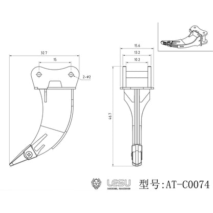 Metal Manual Quick Release Coupler Log Grapple Clamp Sieve Bucket Ripper for LESU Aoue PC30 B0003 1/14 RC Hydraulic Excavator Remote Control Mini Digger DIY Model