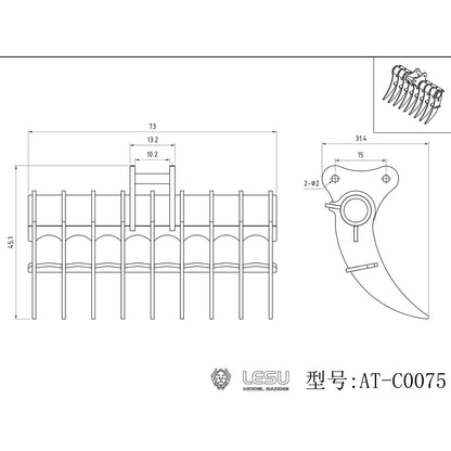 Metal Manual Quick Release Coupler Log Grapple Clamp Sieve Bucket Ripper for LESU Aoue PC30 B0003 1/14 RC Hydraulic Excavator Remote Control Mini Digger DIY Model