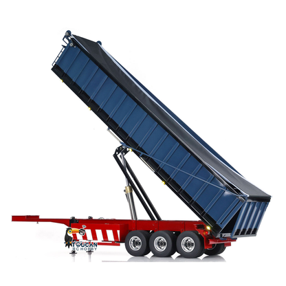 1/14 Metal 3 Axles Hydraulic Dump Trailers with Electric Tarpaulin for RC Tractor Trucks Remote Control Excavator Model
