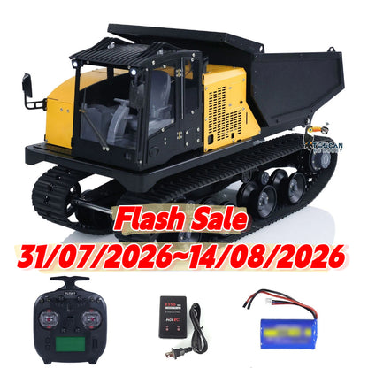 Flash Sale Fast Shipping 1/14 RC Hydraulic Crawler Dump Truck T14R Metal Tracked Tipper RTR Construction Machine Flysky ST8 Radio Light Sound Battery