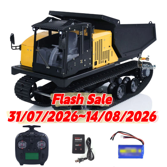 Flash Sale Fast Shipping 1/14 RC Hydraulic Crawler Dump Truck T14R Metal Tracked Tipper RTR Construction Machine Flysky ST8 Radio Light Sound Battery