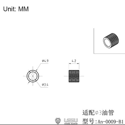 LESU A M3 Metal Straight Nozzle for 1/14 RC Tractor Truck DIY Model Car TAMIYA