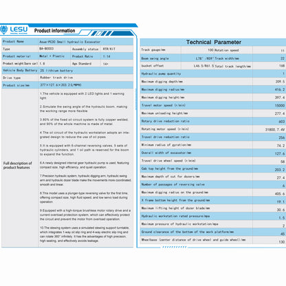 LESU Mini 1/14 RC Hydraulic Excavator PC30 Metal 6CH Valve Digger ST8 Radio Battery Lights PNP/RTR Optional Versions